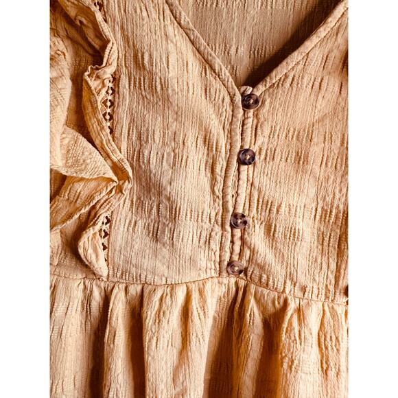 Knox Rose Women's Mustard Yellow Short Babydoll Dress Ruffles Pockets Size M - Picture 6 of 11